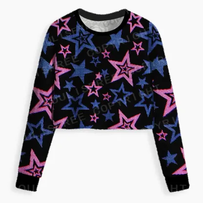 Glow-In-The-Dark Stars Cropped Ugly Christmas Sweater