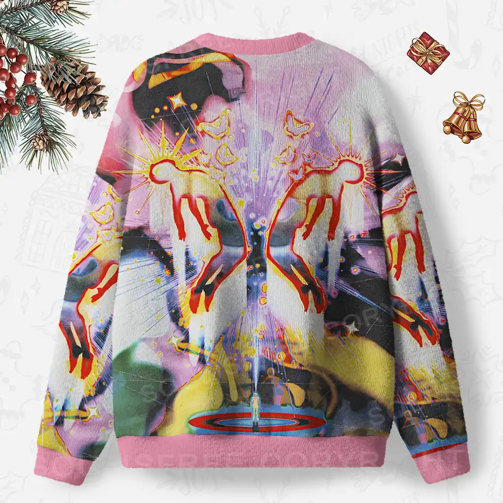 Radiant Celestial Figure Ugly Christmas Knit Sweatshirt
