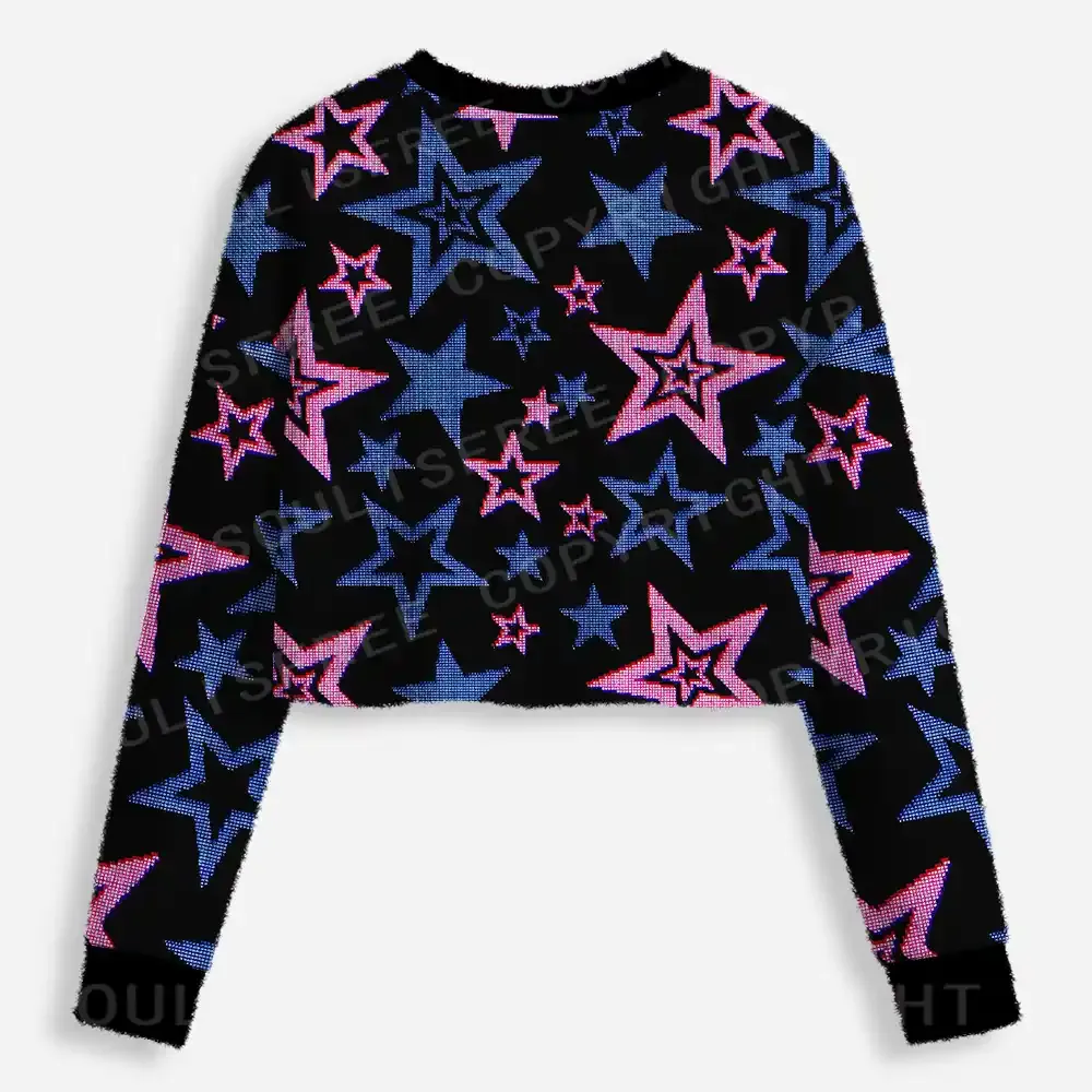 Glow-In-The-Dark Stars Cropped Ugly Christmas Sweater