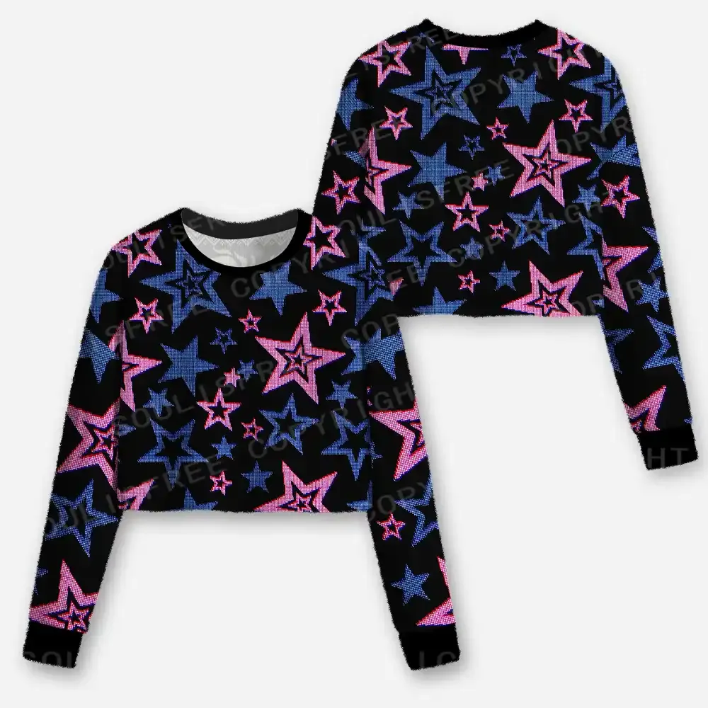 Glow-In-The-Dark Stars Cropped Ugly Christmas Sweater