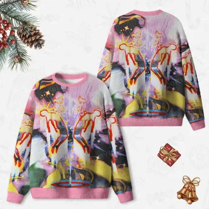 Radiant Celestial Figure Ugly Christmas Knit Sweatshirt
