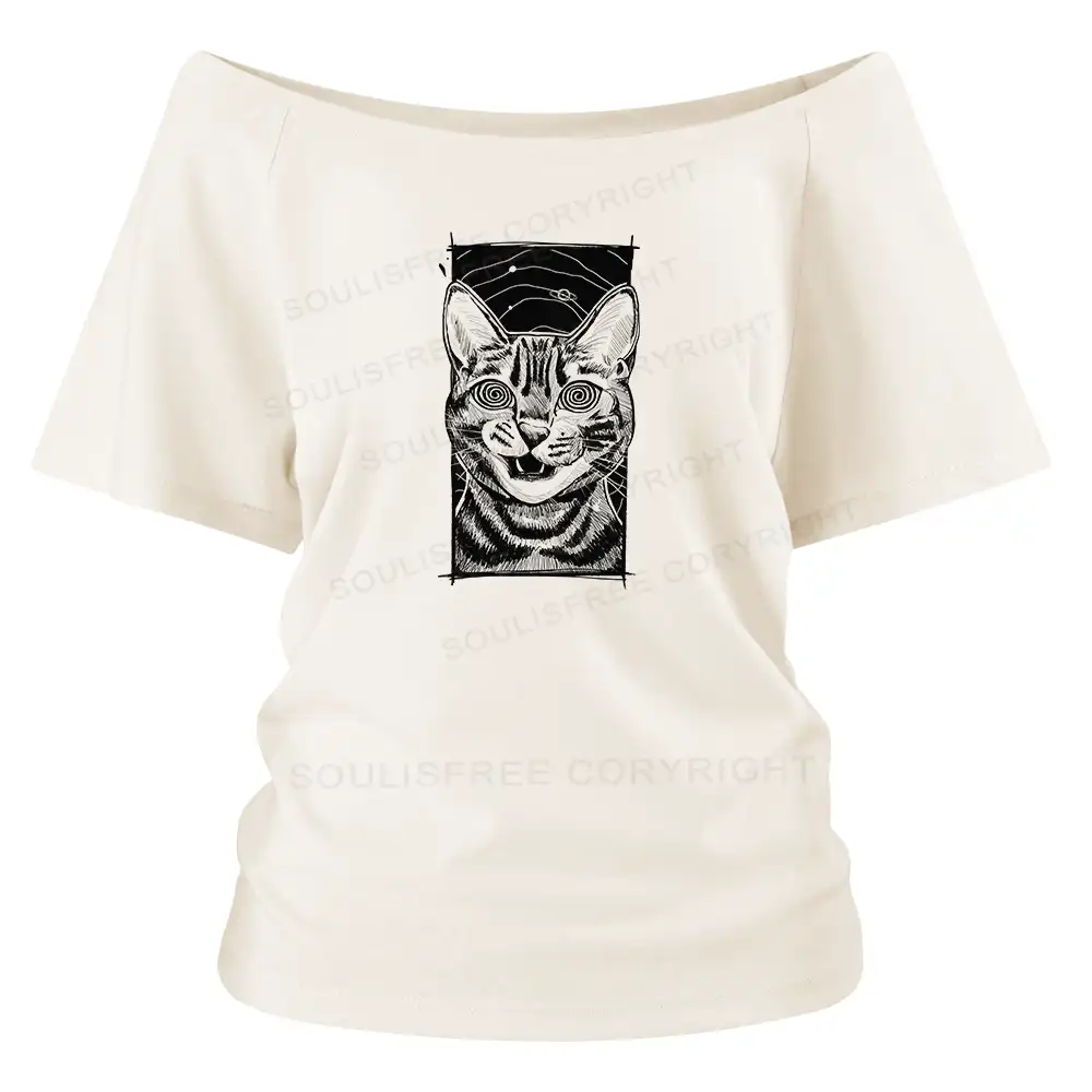 Hypnotic Cat Off Shoulder Top