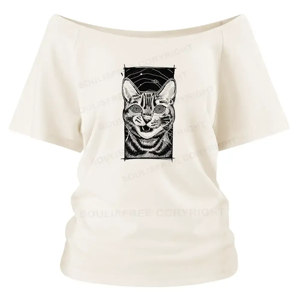 Hypnotic Cat Off Shoulder Top