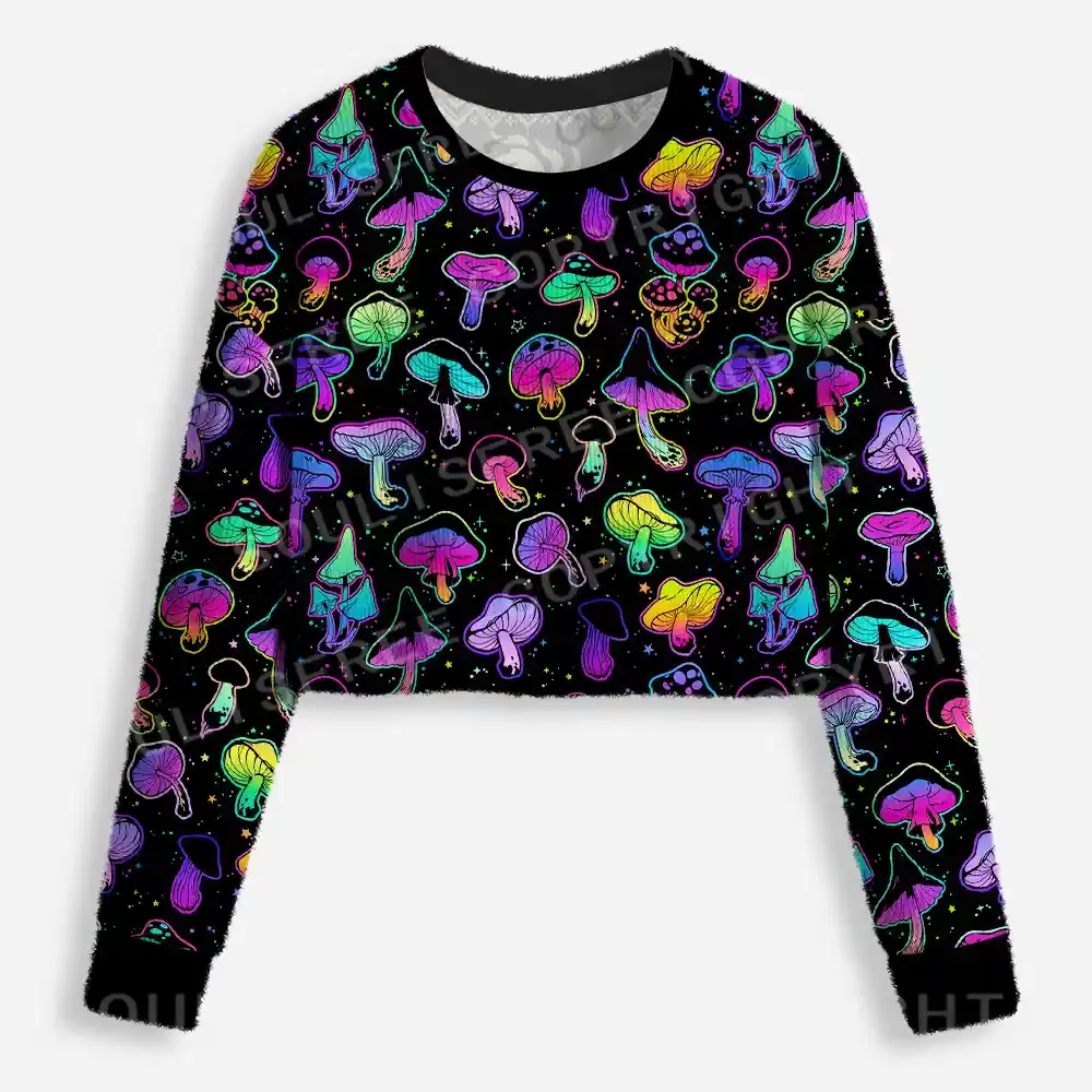 Shroom Party Cropped Ugly Christmas Sweater
