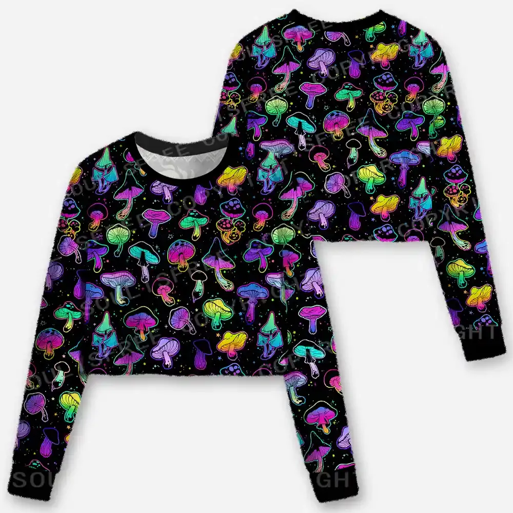 Shroom Party Cropped Ugly Christmas Sweater