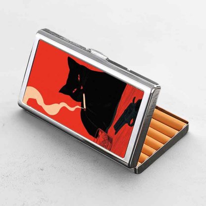 Soulisfree Nine Lives, One Rule Black Cat Metal Pocket Case