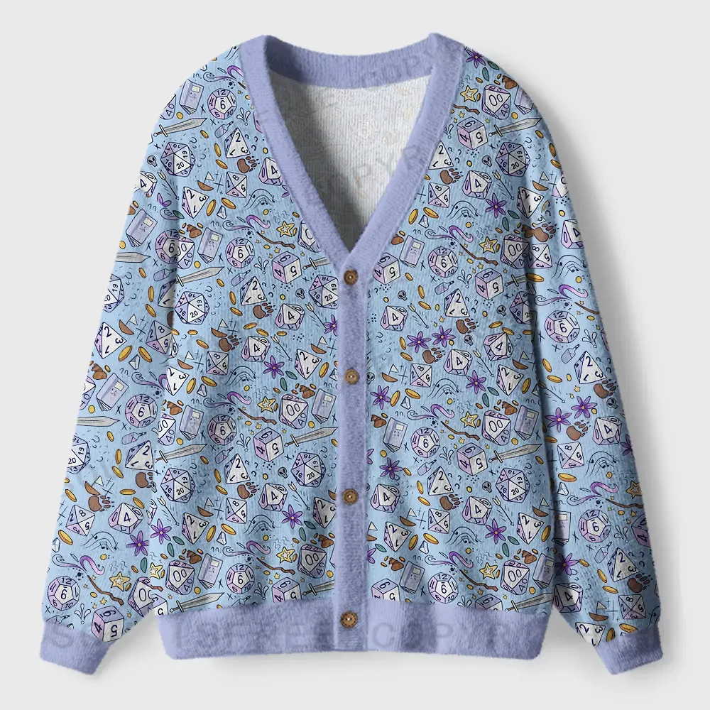 Whimsical Dice Realm Ugly Cardigan Sweaters 