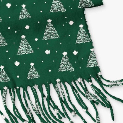 Soulisfree The Spirit Of Evergreen Christmas Fuzzy Fringed Scarf