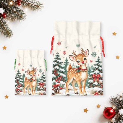 Soulisfree A Reindeer Wearing A Christmas Scarf Christmas Gift Pouch
