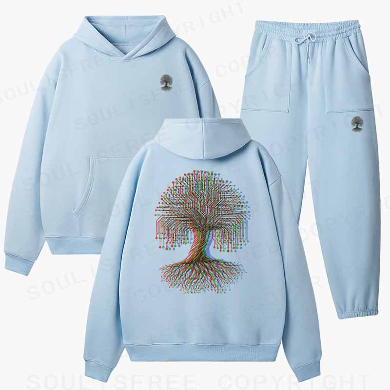 Soulisfree DIGITAL TREE OF LIFE Cotton Fleece Hoodie Set