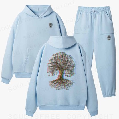 Soulisfree DIGITAL TREE OF LIFE Cotton Fleece Hoodie Set