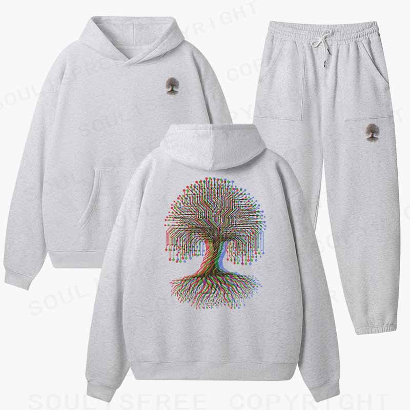 Soulisfree DIGITAL TREE OF LIFE Cotton Fleece Hoodie Set