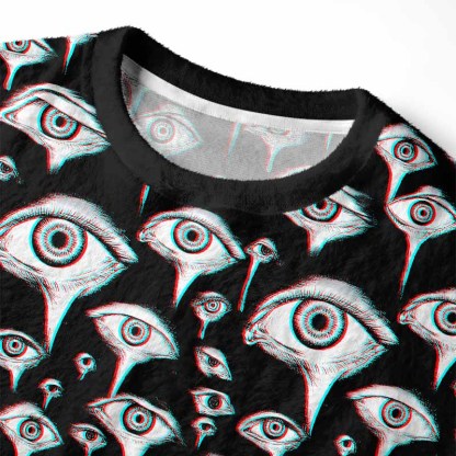 Soulisfree EYES EVERYWHERE  Fuzzy Crewneck Sweater