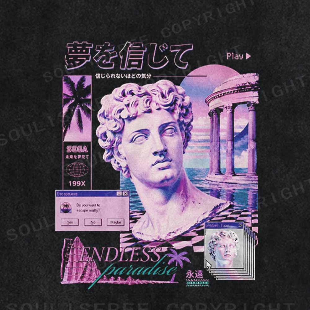 Soulisfree Vaporwave Statue  Washed Tee