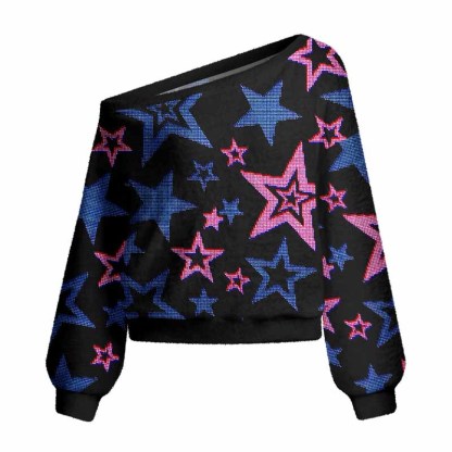 Soulisfree Glow-In-The-Dark Stars Women's Fuzzy Crewneck Sweater