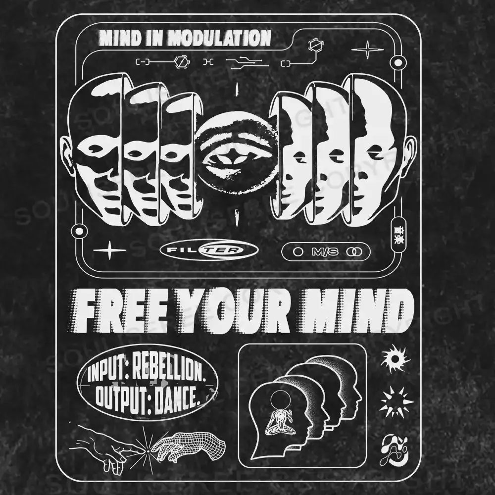 MIND IN MODULATION Washed T-shirt