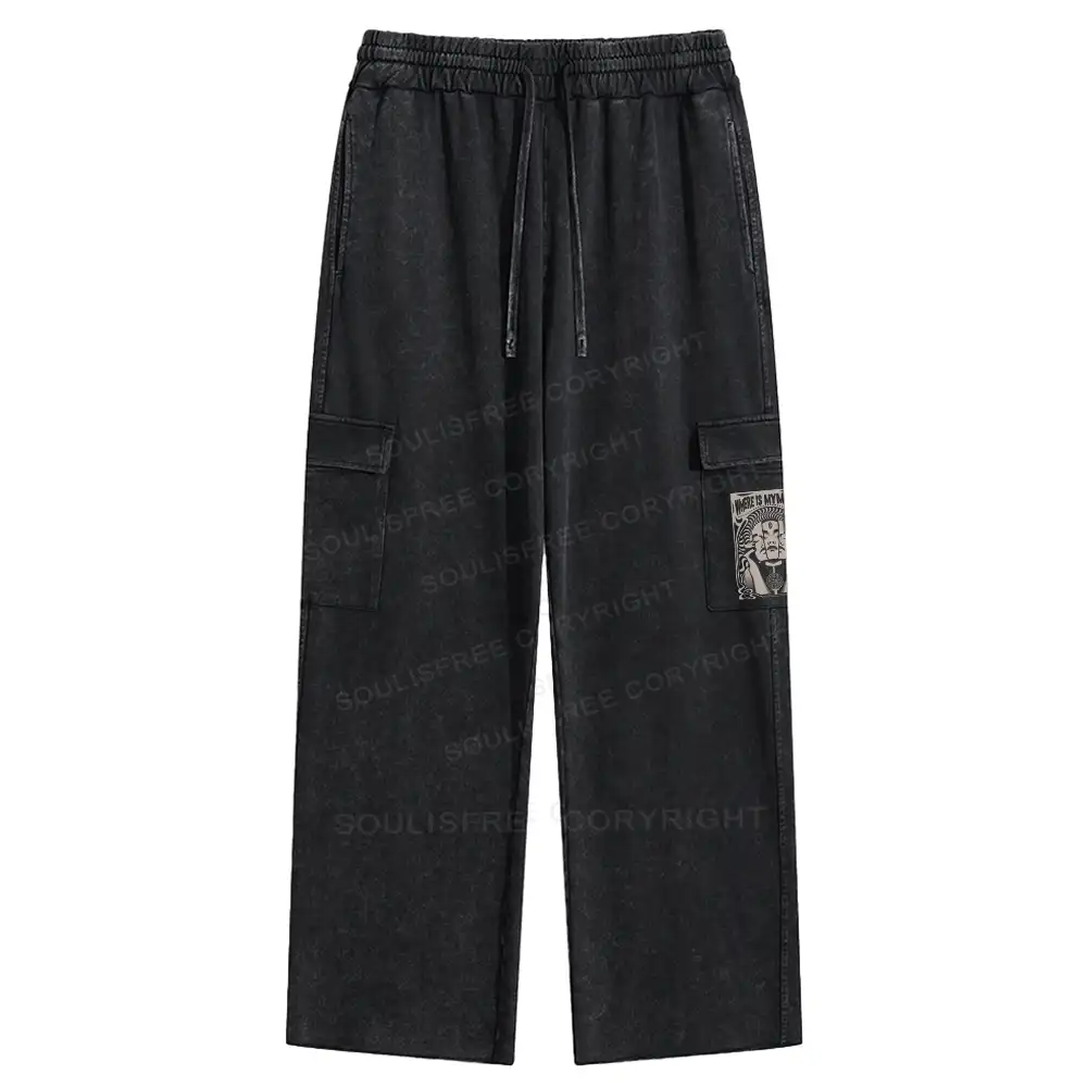 Where Is My Brain Washed Cargo pants