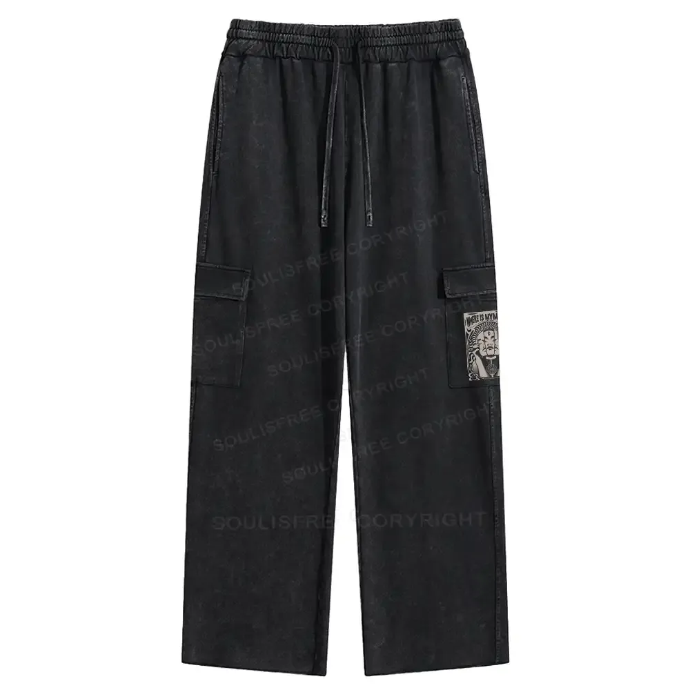 Where Is My Brain Washed Cargo pants