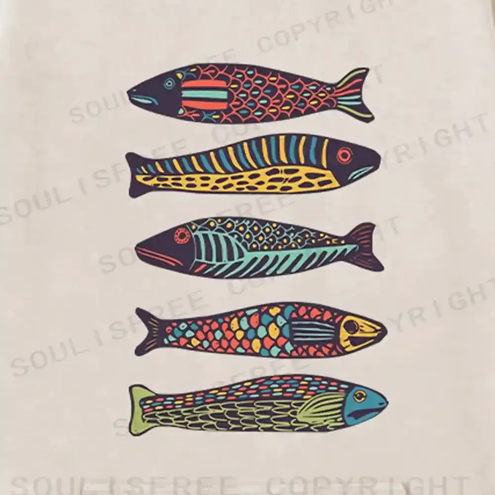 Colourful Schools Of Fish Washed Hoodie