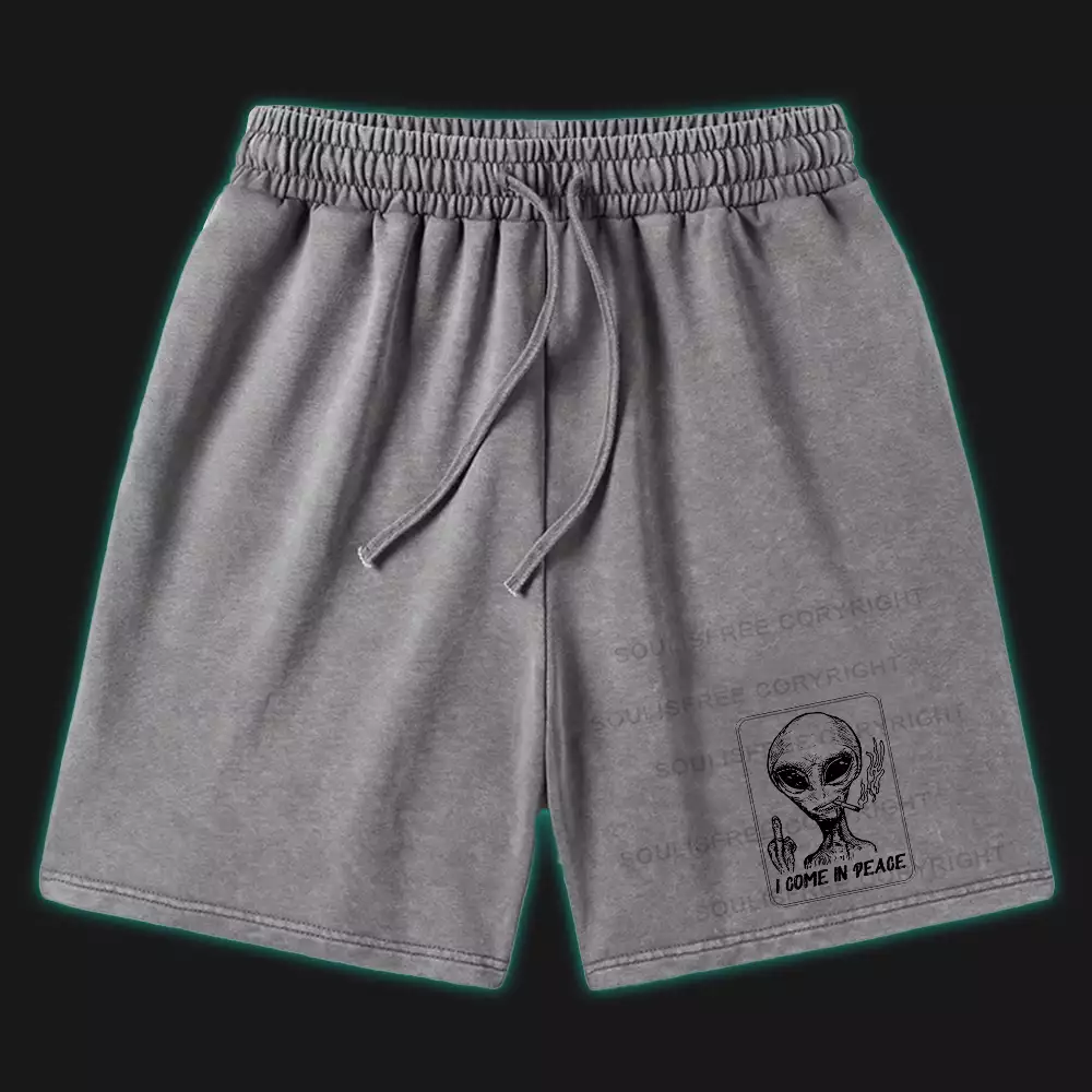 I Come In Peace Washed Shorts