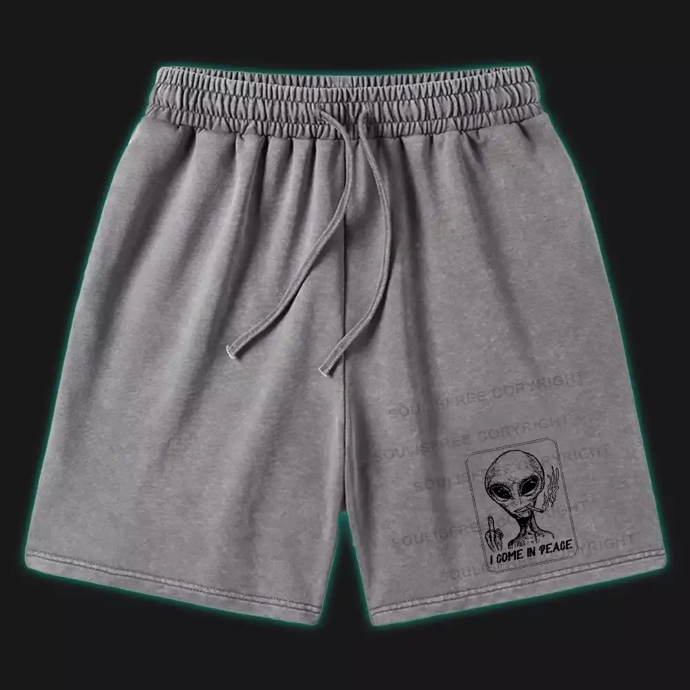 I Come In Peace Washed Shorts