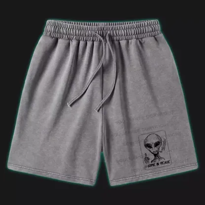 I Come In Peace Washed Shorts