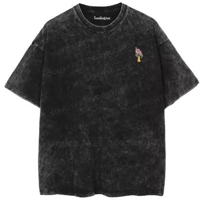 Psychedelic Mushroom World Washed T-shirt