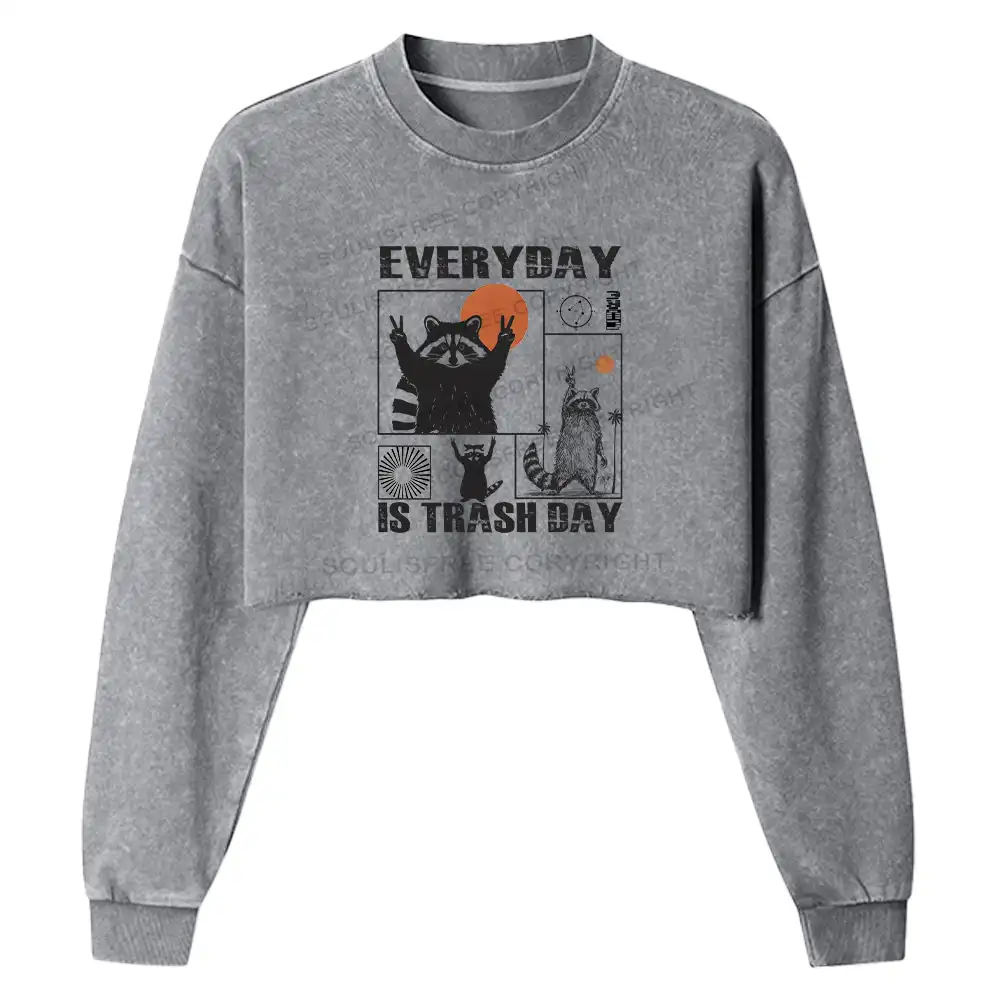 Everyday Is Trash Day Washed Cropped Sweatshirt
