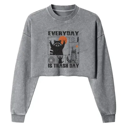 Everyday Is Trash Day Washed Cropped Sweatshirt