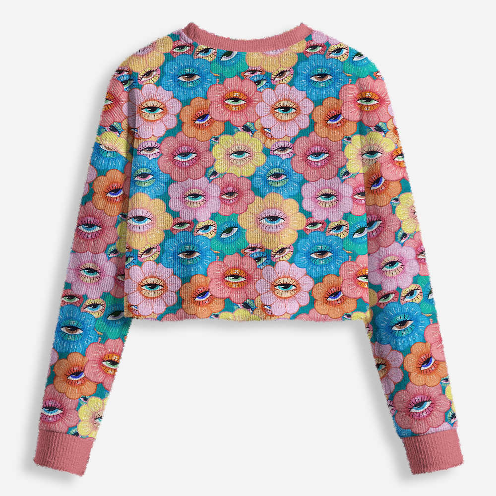 Psychedelic Garden Cardigan Cropped Ugly Christmas Sweater