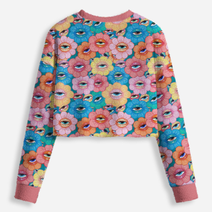 Psychedelic Garden Cardigan Cropped Ugly Christmas Sweater