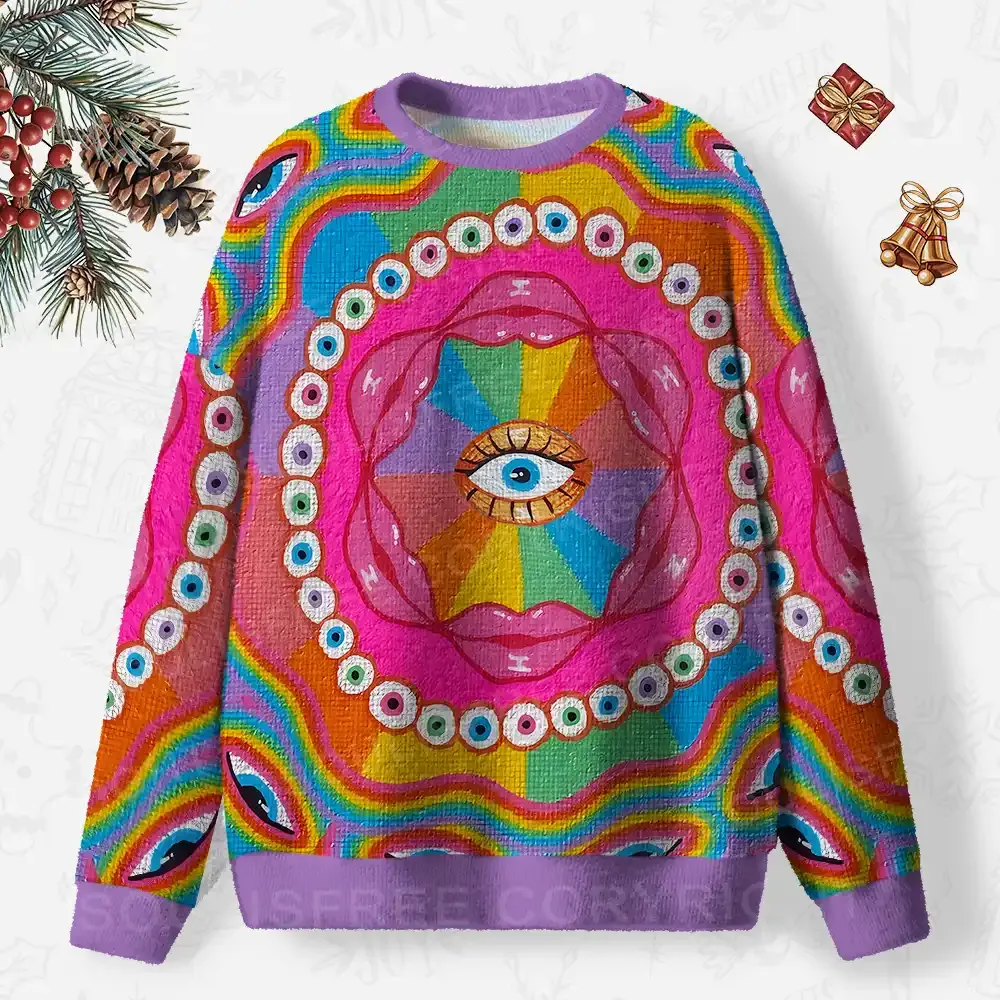 Chromatic Dreamwave Eye Ugly Christmas Knit Sweatshirt