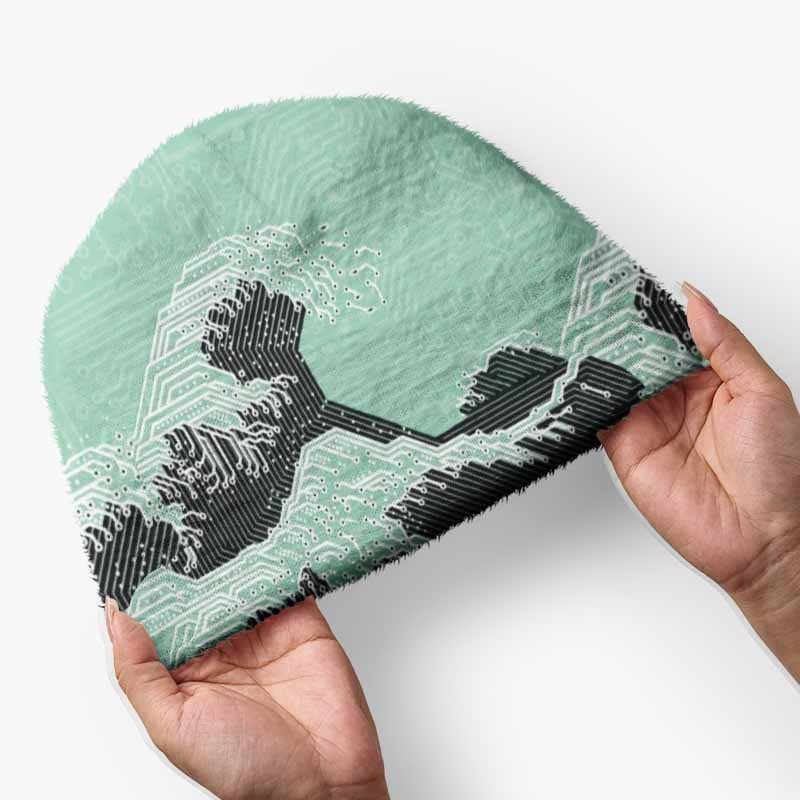 Soulisfree Circuit Board Waves Fuzzy Beanie