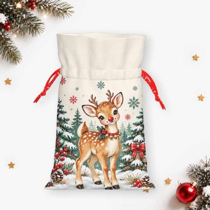 Soulisfree A Reindeer Wearing A Christmas Scarf Christmas Gift Pouch