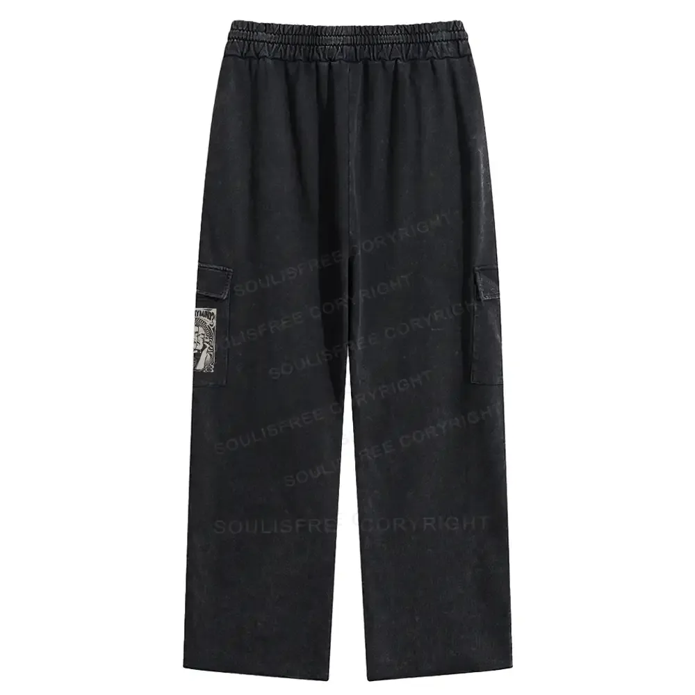 Where Is My Brain Washed Cargo pants