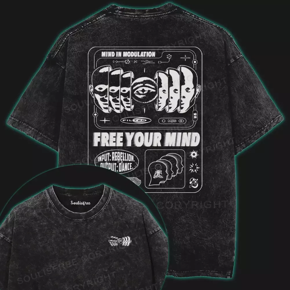 MIND IN MODULATION Washed T-shirt