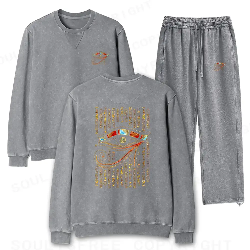 Eye Of Horus Washed Matching Sweatshirt and Jogger Set