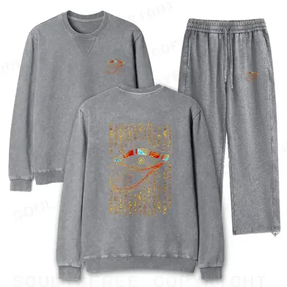 Eye Of Horus Washed Matching Sweatshirt and Jogger Set