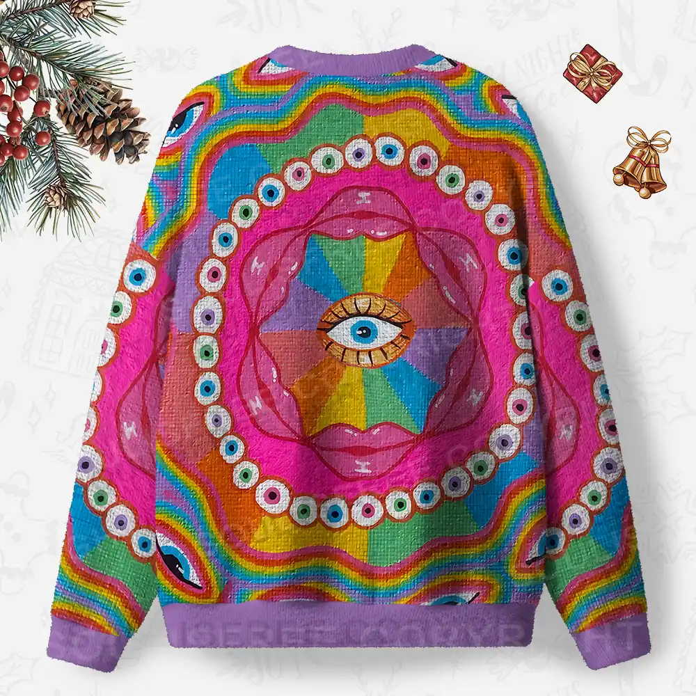 Chromatic Dreamwave Eye Ugly Christmas Knit Sweatshirt