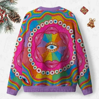 Chromatic Dreamwave Eye Ugly Christmas Knit Sweatshirt