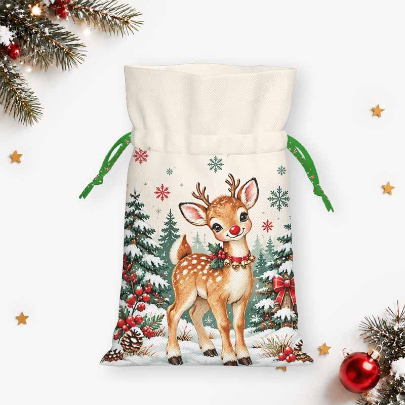 Soulisfree A Reindeer Wearing A Christmas Scarf Christmas Gift Pouch