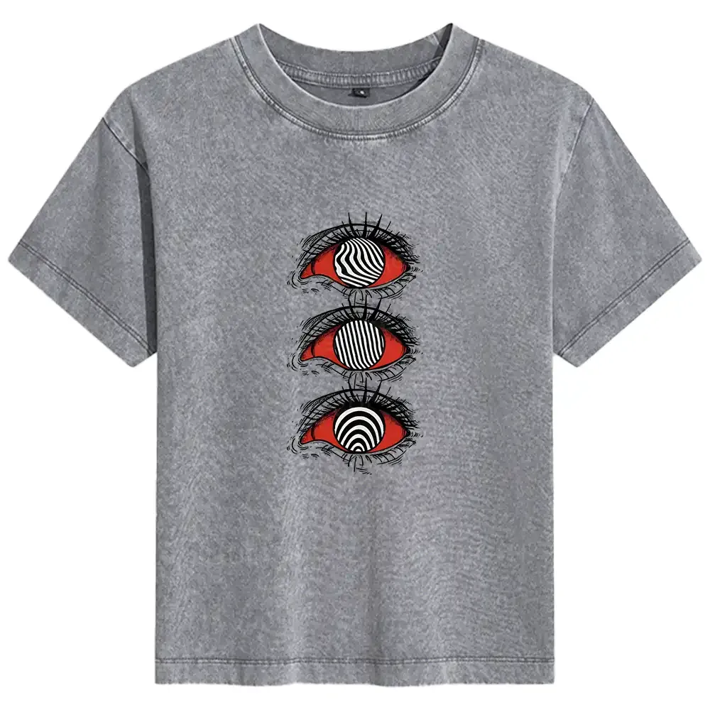 Designed Psychedelic Eye Basic Washed T-shirt