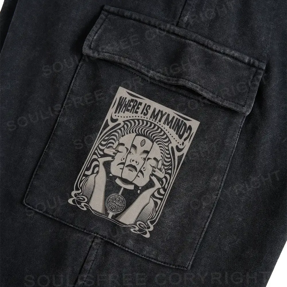 Where Is My Brain Washed Cargo pants