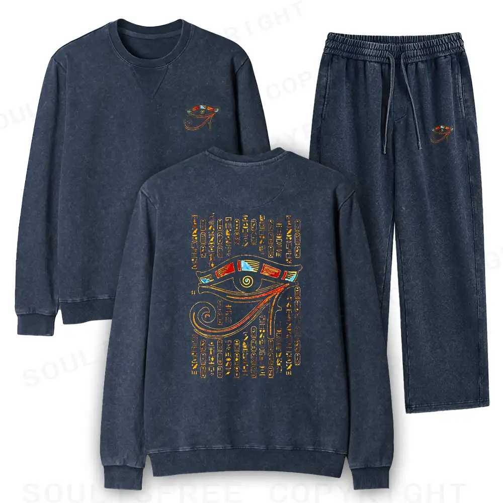 Eye Of Horus Washed Matching Sweatshirt and Jogger Set