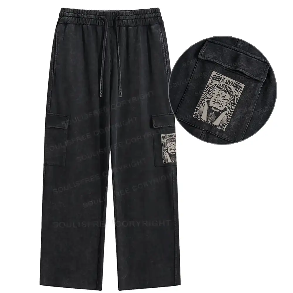 Where Is My Brain Washed Cargo pants