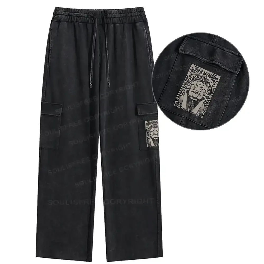 Designed Where Is My Brain Washed Cargo pants