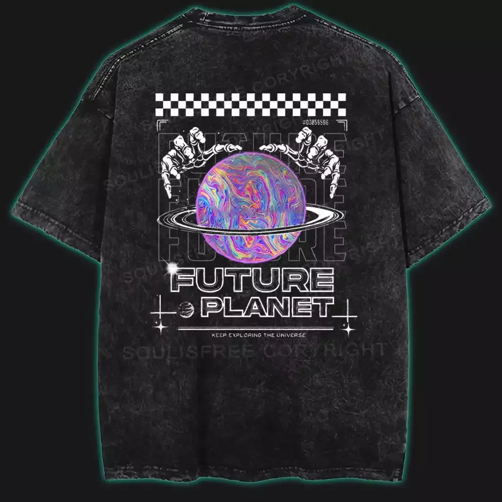 Designed Future Planet Washed Space T-shirt