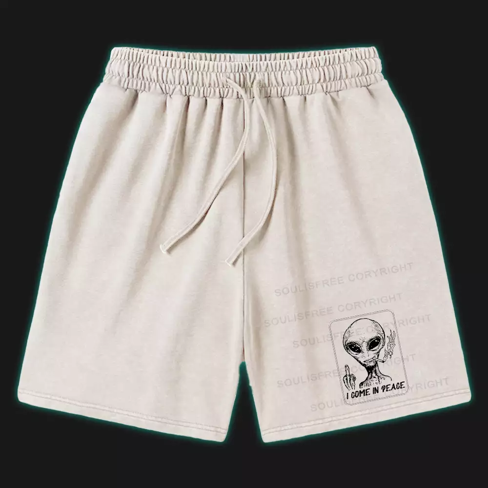 I Come In Peace Washed Shorts