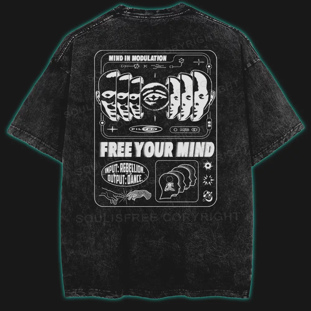 MIND IN MODULATION Washed T-shirt