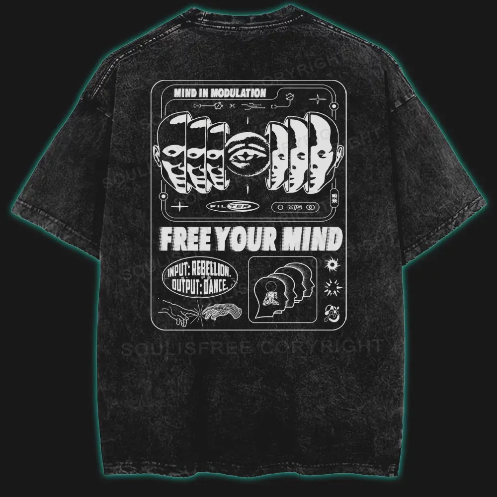 Designed MIND IN MODULATION Washed T-shirt soulisfree